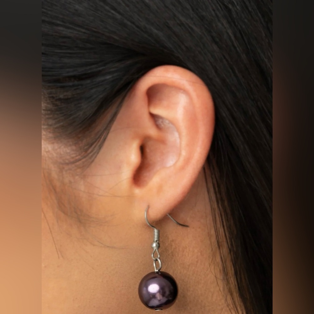 Paparazzi All The Trimmings Purple Necklace and Earrings Set - Picture 4 of 5